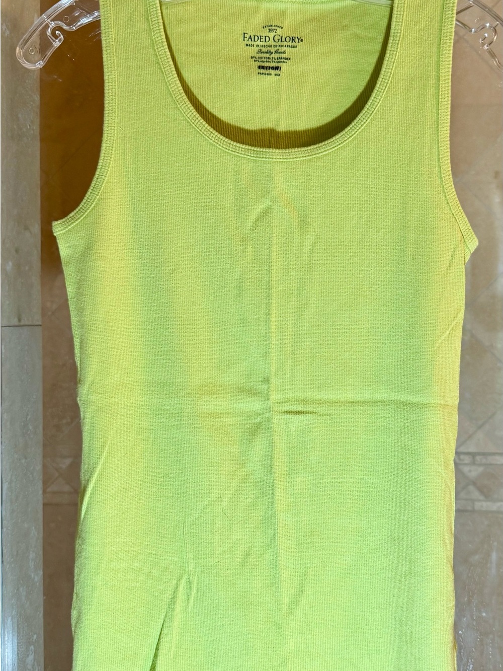 Faded Glory Lime Ribbed Tank Top